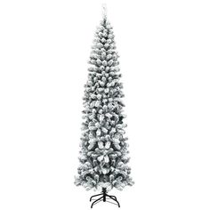 a white christmas tree with snow on the top and branches in black and white, against a