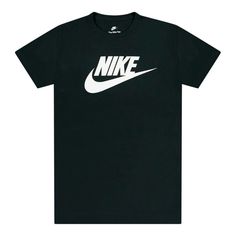 Loose Fit For A Roomy Feel 100% Cotton Color: Black Nike Black T-shirt For Sports Season, Nike Sports T-shirt With Logo, Sporty Black T-shirt With Logo Print, Sporty Logo T-shirt For Sports, Black Nike Cotton T-shirt, Black Sportswear T-shirt For Sports Events, Nike Black Athleisure T-shirt, Nike Sporty Black T-shirt, Nike Sporty T-shirt With Logo Print