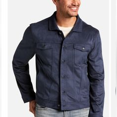 Create A Stylish Casual Look With This Smooth Faux Suede Trucker Jacket By Joseph Abboud. Fashioned To Be Both Practical And Polished, It Is Tailored With A Modern Fit That Will Update And Elevate Your Ensemble. 59%Linen39% Viscose2%Elastane Long Sleeve, Modern Fit Machine Washable Size L And Xl Color Navy Light Fall Jacket, Suede Trucker Jacket, Charcoal Jacket, Trucker Jacket Men, Joseph Abboud, Grey Pullover, Collar Sweater, Fall Jackets, Pullover Shirt