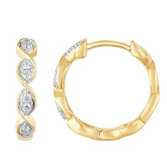 These gorgeous diamond hoops are the perfect way to finish any outfit. These gorgeous diamond hoops are the perfect way to finish any outfit. Length: 14.25 mm Backings: post Metal: 10k gold Finish: polished Packaging: boxedDIAMOND DETAILS Total weight: 1/8 ct. Shape: round Setting: pave Diamond weights are approximate. Diamond total weights may vary between .01 and .08 ct. Some diamonds have fewer than 17 facets. Gemstones may have been treated to enhance their appearance. Special care may be re Post Metal, Diamond Hoop Earrings, Wedding Night, Jewelry Earrings Hoops, 10k Gold, Pave Diamonds, Gold Finish, Gender Female, Age Group