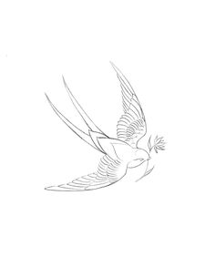 a drawing of a bird flying in the sky