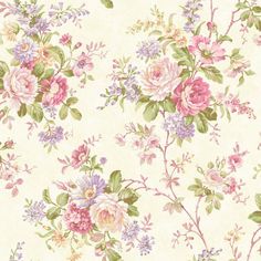 a floral wallpaper with pink and purple flowers