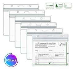 10 pack clear plastic id badge holders with tabs for office and school supplies, 4x5 inches