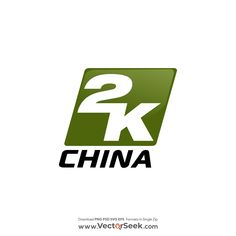 the logo for 2k china is shown in black and green on a white background