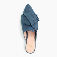 PRODUCT DETAILS An easy slide-on style stepped up with a pointed toe, knotted top and cool denim finish. Denim upper. Leather lining. COLOR: ICY POOL denim Import. Trendy Blue Summer Flats, Casual Blue Flat-heel Mules, Casual Blue Mules With Flat Heel, Casual Blue Flat Mules, Spring Blue Slip-ons With Flat Heel, Blue Flat Slip-ons For Spring, Blue Flat Heel Slip-ons For Spring, Trendy Blue Flats For Spring, Blue Flat Heel Mules For Spring