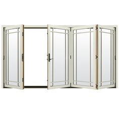 an open room divider with mirrored doors