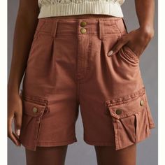 Color Is Terra Cotta Measurements In Photos Label Marked To Prevent Store Returns Cargo Bermuda Shorts, Summer Packing Lists, Pleated Jacket, Cream Shorts, Anthropologie Jeans, People Shopping, Fitted Skirt, Boho Blouses, Polo Dress