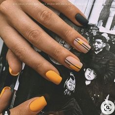 Black Yellow Nails, Summer Nail Inspiration, Boho Nails, Black Nail, Art Summer, Spring Nail, Manicure Y Pedicure, Minimalist Nails