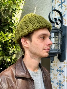 ♣. Handmade chunky ribbed fisherman beanie, with a adjustable foldable chunky ribbed brim. ♣. Beanie height: 6" with 3" brim fold. 9" total height when laying flat without folding.  ♣. Circumference: 18" - 24" Max. Super stretchy and will be more stretchy overtime wearing.   ♣. Made from 80% Acrylic, 20% Wool chunky twisted yarn.  ♣. Model: S, 5'11", 130 lbs. Head circumference: 22".  ♣. Hand wash ONLY. Spot Clean. Hang Dry.  ♣. All sales are FINAL, no returns nor exchanges accepted. ♣. All of our beanies are one of a kind handmade.Please be mindful when shop. DM before you purchase if you have any questions. We are here for you! Fisherman Beanie, Handmade Beanies, Sailor Hat, Knit Cap, Skull Cap Beanie, Skull Cap, Kraft Paper, Caps Hats, Olive Green