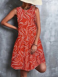 Casual Sleeveless Knee-length Stretch Dress, Casual Stretch Sleeveless Knee-length Dress, Casual Red Sleeveless Stretch Dress, Casual Red Stretch Sleeveless Dress, Casual Orange Sleeveless Knee-length Dress, Casual Orange Knee-length Sleeveless Dress, Dress Layer, Boutique Fashion, Beauty Wellness