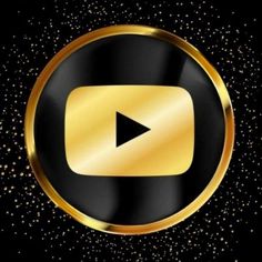 a black and gold button with an arrow in the center, surrounded by golden confetti