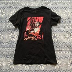 Never Worn. Excellent Condition. Size Medium. Retro Black T-shirt With Cartoon Print, Harley Quinn Tshirt, Six Flags, Harley Quinn, Dc Comics, Black Red, Colorful Shirts, Black And Red, Womens Tops