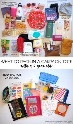 Packing Tips: My Carry On With a Toddler - Putting Me Together Flying With A Toddler, Fly Travel, Carry On Tote, Busy Bags, Toddler Travel, Airplane Travel, Travel Checklist