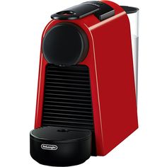 the delongna espresso machine is red and black