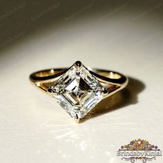 an engagement ring with a princess cut diamond