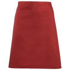 Pack of 2 Mid length (or half apron) available in 28 colors Self fabric ties 35in long Width: 27.5in Length: 20in 60 degrees domestic wash Size one size Fabric: 65% Polyester, 35% Cotton twill Weight: 195gsm. Color: Red. 60 Degrees, Half Apron, Mid Length, Cotton Twill, Apron, Red, Fabric, Color