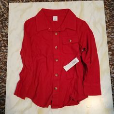 Boys 3t Red Button Down Long Sleeved Shirt. New With Tags. Red Button-up Top With Buttons, Red Top With Snap Buttons For Fall, Red Snap Button Top For Fall, Red Fall Top With Snap Buttons, Red Shirt With Snap Buttons For Fall, Red Fall Shirt With Snap Buttons, Red Button-up Top With Pockets, Fall Red Shirt With Snap Buttons, Red Snap Button-up Tops