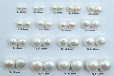 the sizes of pearls are shown in this image, and each pearl has different size options