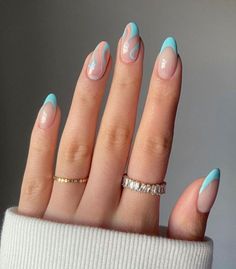 Teen Nails, Cute Simple Nails, Simple Gel Nails, Summery Nails, Her Nails, Cute Gel Nails, Blue Nail, Nails Polish, Short Acrylic Nails Designs