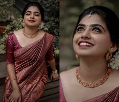 two women in sari are smiling for the camera