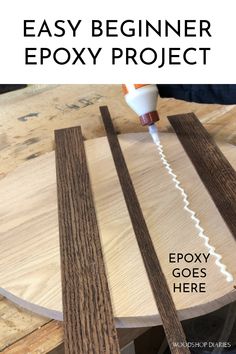 an easy beginner epox project with wood strips and glue on the table top