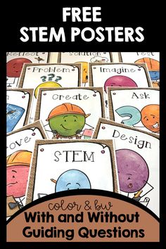 Use these STEM mentor posters to help guide your STEAM or STEM lessons or support your learners as they work through the engineering process. Posters are offered in black and white as well as color with guiding questions and without. These versatile STEM posters are sure to help support your young learners question, imagine, design and create. #stemedu #stemeducation #stemforkids #stem #steam #research Stem Colouring Pages, Stem Posters For Classroom, Stem Sign Classroom, Steam Bulletin Board Ideas Elementary, Color Stem Activities, Stem Bulletin Board Ideas Preschool, Stem Lab Decor, Stem Room Decorations, Stem Room Ideas