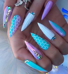 The 12 Best Tropical Beach Nail Designs You Should Try This Summer 202 – ND Nails Supply Mermaid Nail Art, Stilleto Nails Designs, Beach Nail Designs, Stiletto Nails Designs, Mermaid Nails, Beach Nails, Chic Nails, Dope Nails, Short Acrylic Nails