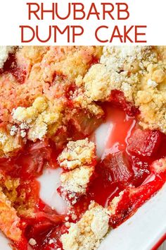 this rhubarb dump cake is so easy to make and it's perfect for dessert