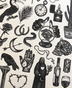 an image of various tattoos on paper