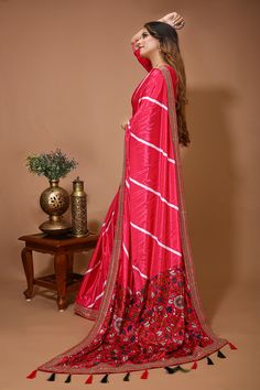 Package Contains: Saree, Blouse, Petticoat Beautiful Heavy Quality Satin Silk & Digital Printed & Coding Work Sarees with Beautiful Zalar for your upcoming festive or party or marriage entry. It has all over work throughout the body and border which work is made it with sequence and with coding work. Banglori Satin silk blouse With Work (image shown) With FREE Saree foll and Piko with matching petticoat. Our Services- Stitching service is also available on customer demand. Please get in touch with us for Stitching Service. We customize everything when it comes to ethnic wear. We Provide both i.e. unstitched and stitched blouse as required, so feel free to contact us Before dispatch, we check our product to serve you, our best. Beware of fake sellers. We are giving assured quality. So, you Bandhani Print Blouse Piece For Traditional Ceremonies, Navratri Saree Sets With Border Detail, Bollywood Style Unstitched Sets With Border, Festive Saree Sets With Border Detail, Festive Saree Set With Border, Fitted Dupatta With Embroidered Border For Puja, Navratri Blouse Piece With Border For Traditional Ceremonies, Fitted Blouse Piece With Embroidered Border For Puja, Bohemian Sharara For Puja