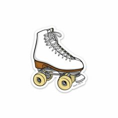 a skateboard sticker with roller blades on it