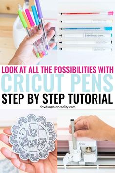 someone using cricut pens to make an image with the text, look at all the possibilities with cricut pens step by step