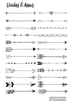 arrows and arrows are drawn in black ink on white paper with the words dividers & arrows