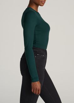 About Our Long Sleeve Shirts for Tall Ladies The perfect long sleeve top you’ll want in every single color. Finding long sleeve shirts when you’re tall can seem impossible. You either have to size up for length and suffer through the baggy fit or deal with sleeves that are far too short, which defeats the purpose of the long sleeve tee! This tall women’s shirt was designed with your silhouette in mind, so you can rock long sleeves without worrying about whether they’ll cover your wrists. This cr Trendy High Stretch Long Sleeve T-shirt, Fitted Long Sleeve Ribbed T-shirt, Green Fitted Long Sleeve T-shirt, Fitted Long Sleeve T-shirt With Ribbed Neckline, Stretch Long Sleeve T-shirt With Ribbed Neckline, Athleisure Summer, Scrubs Dress, Cozy Sleepwear, Cozy Sweatpants