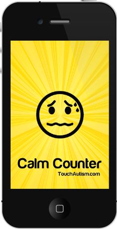 a cell phone with the word calm counter on it's screen and an emoticive smiley face