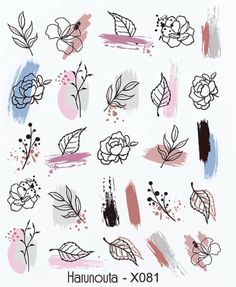 Pottery Floral Designs, Nail Decals Designs Printable, Easy Nail Drawing, Printable Nail Art Practice Sheet, Printable Nail Art, How To Start Painting, Home Wall Painting, Painting Walls, Boho Painting