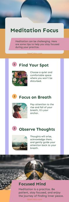 an info sheet with the words meditation focus, find your spot and other things to do