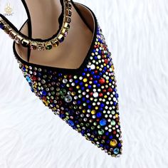 Vanessas Italian Design Girly Style Shoes And Bag, Full Diamond Decoration Metal Closure Bag - RAINBOW,38 Shoes For Party, Pointed Shoes, Shoes Orange, Women's Motorcycle Boots, Diamond Decorations, Winter Leather Boots, Shoes Green, Shoes Silver, Womens Mary Janes