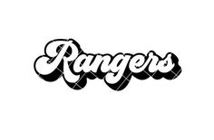 the word rangers written in black and white