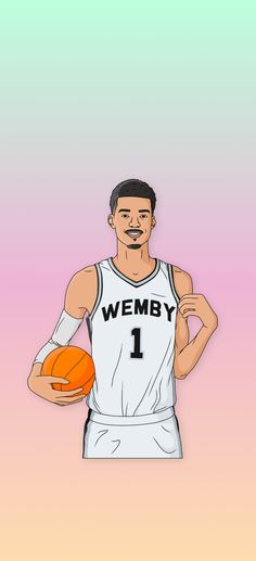 a drawing of a basketball player holding a ball