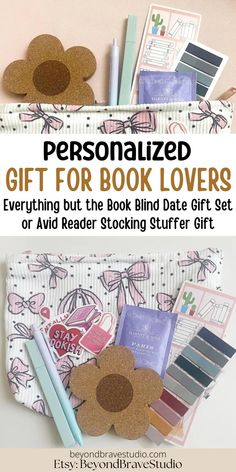 the personalized gift for book lovers is on display with other items and text that reads,