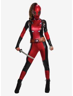 Wanda Wilson, Deadpool Halloween Costume, Deadpool Halloween, Deadpool Outfit, Black Fitted Jumpsuit, Positive Quotes For Life Encouragement, Positive Quotes For Life Happiness, Ryan Reynolds Deadpool, Deadpool Costume