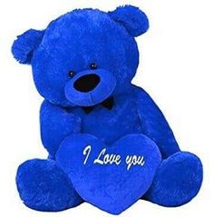 a blue teddy bear with i love you written on it