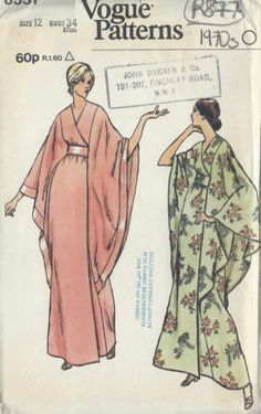 1970s Vintage Vogue Sewing Pattern B34 Robe Dress R877 | eBay Moda Kimono, Vintage Vogue Sewing Patterns, Patron Vintage, Vogue Vintage, Vintage Dress Patterns, Vogue Sewing, Vogue Sewing Patterns, Vogue Pattern, Vogue Patterns