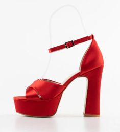 Platform: 3 cm ; 1,18 inches Heel Height: 13 cm; 5,12 inches Color: Red Red Platform Heels For Wedding, Formal Red Round Toe Heels, Evening Wedding Shoes With Platform And Round Toe, Red Platform Heels With Open Heel, Elegant Red High Heel Wedding Shoes, Red Sole Open Heel Heels For Gala, Red Round Toe Wedding Party Shoes, Red Round Toe Wedding Shoes For Party, Red Round Toe Wedding Shoes