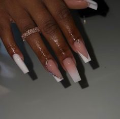 White Ombre Nails, Royals Nails, Baby Shower Nails, Natural Nails Manicure, Brown Acrylic Nails, Acrylic Nail Shapes, Pink Ombre Nails, Fantasy Nails, Ombre Nail