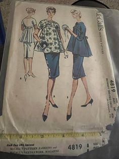 an old fashion sewing pattern with two women's tops and one woman's skirt