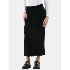 Hemlines are hitting the floor this season. So, meet your latest obsession: No Boundaries' Maxi Mesh Skirt. Lightweight and breezy, this skirt features a mesh design with a stretchy lining that moves with you. Pair it with a tank top and sandals on a sunny day or a sweater, tights and combat boots when it gets chilly. This easy-wearing skirt is a pop of print, mix-and-match heaven with your timeless basics for an on-trend Y2k look. Only at Walmart. Size: M.  Color: Multicolor.  Gender: female.  Age Group: adult. Long Mesh Skirt, Sweater Tights, Latest Obsession, Timeless Basics, Mesh Skirt, Skirt Women, Mesh Design, No Boundaries, Sunny Day