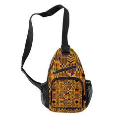 "Elevate your style with our vibrant Kente Print Sling Bag Shoulder Bag, designed for both fashion and function. Crafted from durable Oxford cloth, this bag boasts a trendy, all-over print that seamlessly combines cultural vibrancy with contemporary design. Perfect for outdoor activities, this lightweight sling bag offers both convenience and style, making it an ideal accessory for your daily adventures. Key Features: - Material: Constructed with sturdy Oxford cloth for long-lasting durability - Multicolor Portable Shoulder Bag For Travel, Daily Use Chest Bag With Zipper Pouch, Multicolor Shoulder Bag With Zipper For Travel, Portable Multicolor Shoulder Bag For Travel, Multicolor Shoulder Bag With Zipper For School, Casual Multicolor Chest Bag For Everyday Use, Multicolor Crossbody Chest Bag For Daily Use, Multicolor Crossbody Chest Bag For Everyday Use, Yellow Shoulder Bag With Zipper Pouch For Travel