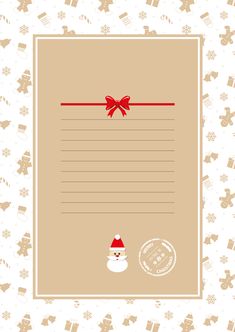 a christmas letter with a santa hat on top and presents around the corner, all wrapped in red ribbon